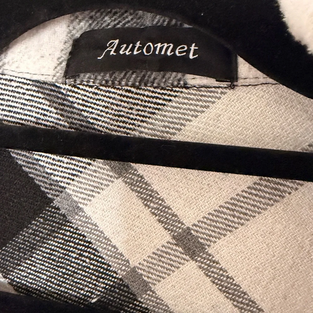 Plaid Button Down Shirt - Black and White - Picture 3 of 4
